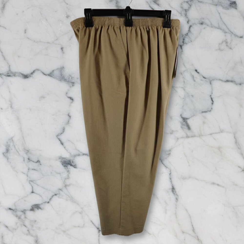 Alfred Dunner Taste Of Morocco Womens Beige Pull On Pants W/ Pockets Tag Size 14